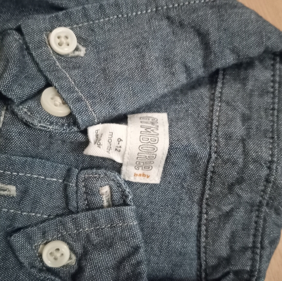 NWOT 6-12m Gymboree Blue Denim Long-sleeve Button Down - Picture 2 of 3